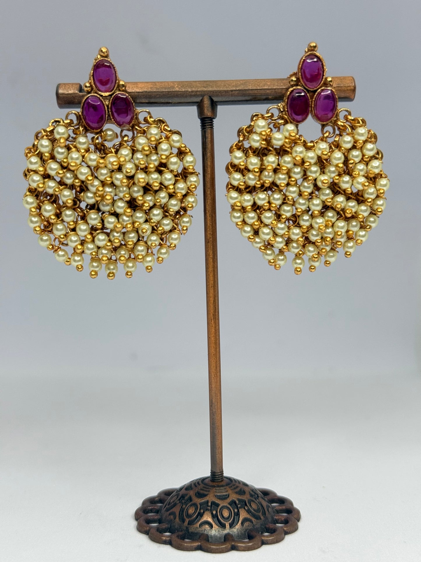 Pearl Ruby Earrings Set