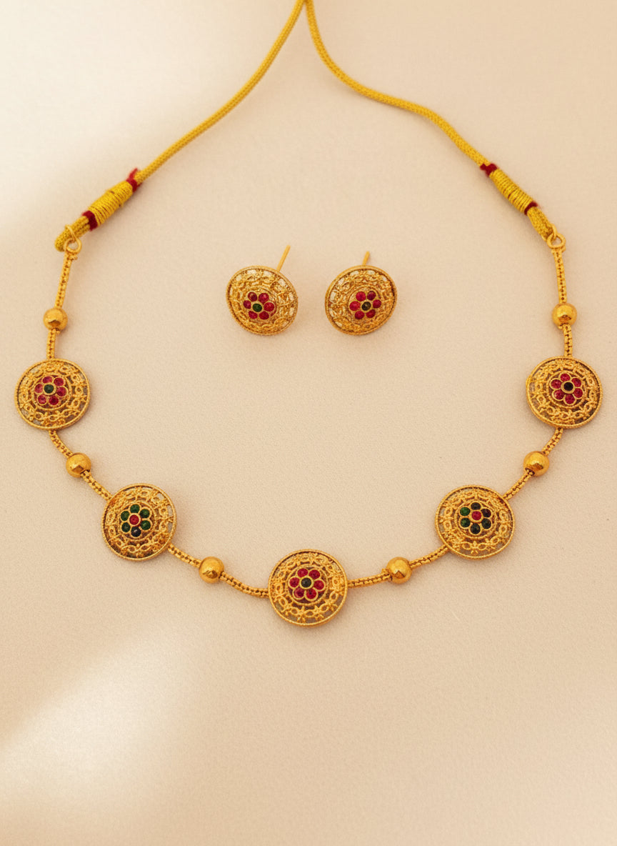 Multicolor Gahana Antique Jewellery Set