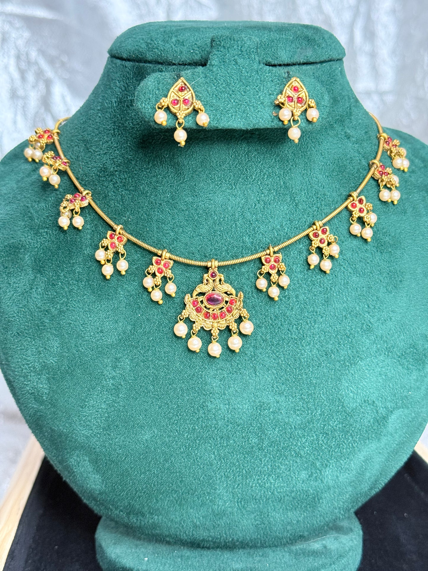 Ruby Lakshmi Pearl Choker Set