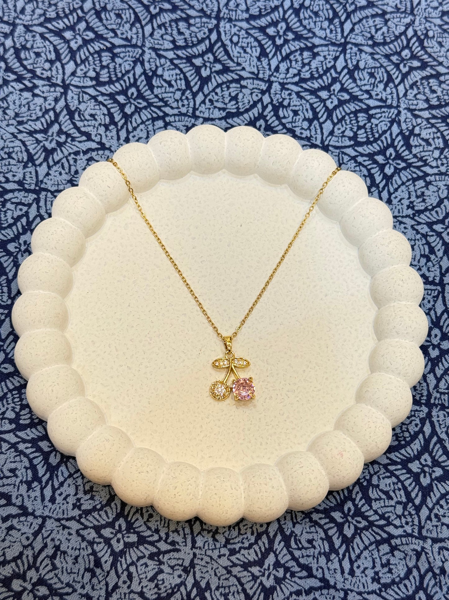 Cherry pendant with pink stone Stainless Steel