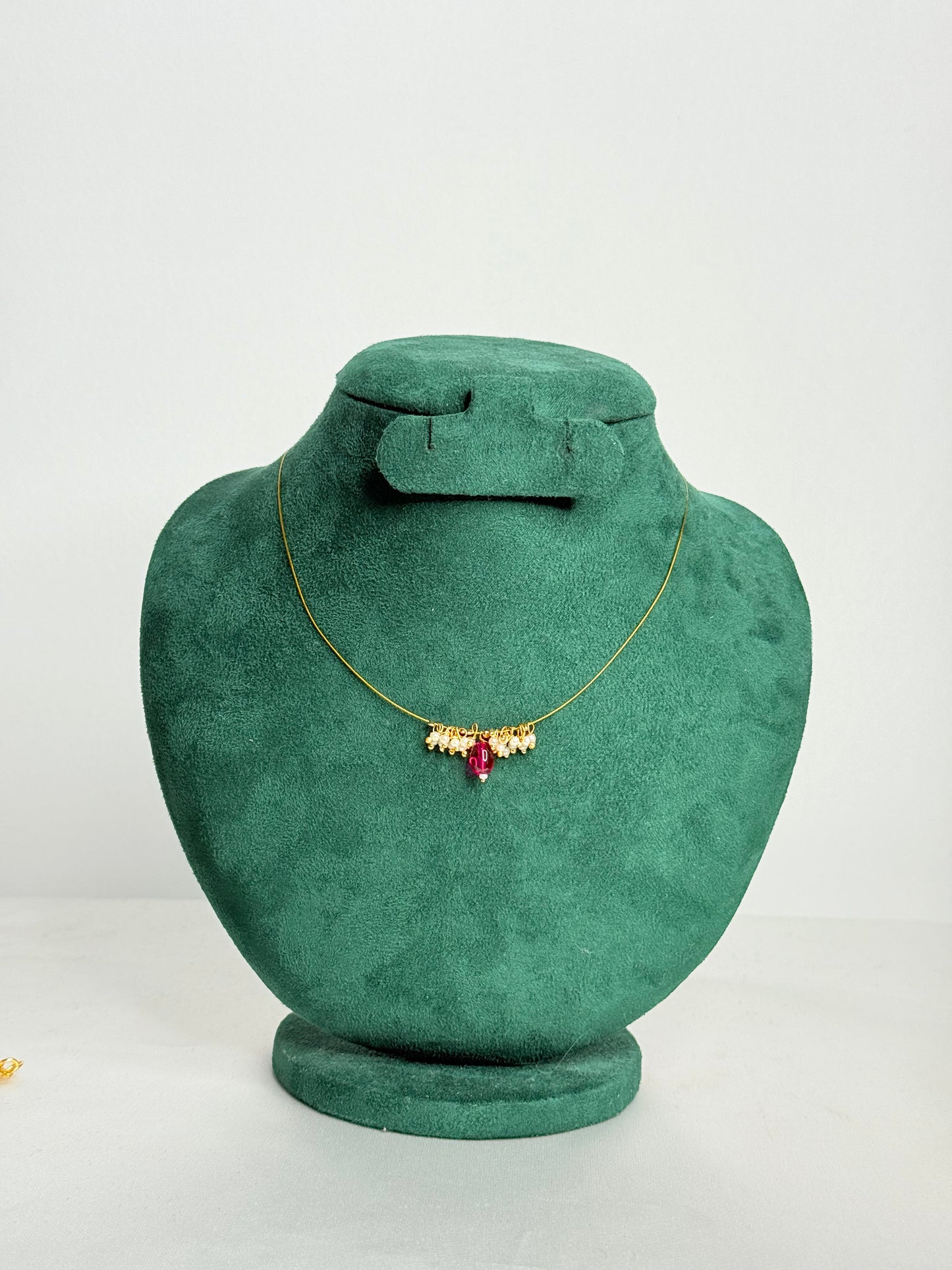 Minimal Ruby Pendant Necklace