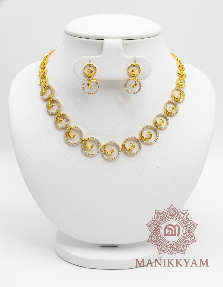 American Diamond Circle Motif Necklace
