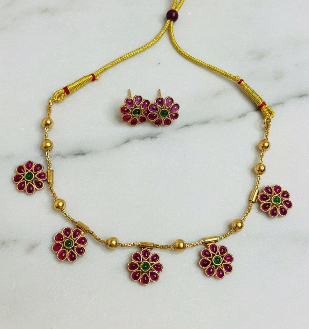 Ruby Emerald Blossom Set