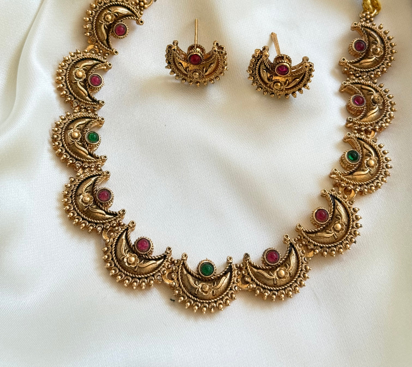 Gold Matte Finish Crescent Necklace