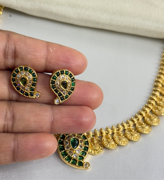 Lakshmi Coin Mango Kemp Pendant Necklace