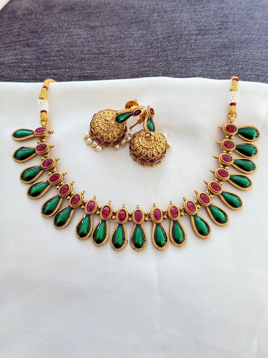Kerala Palakka Emerald Necklace