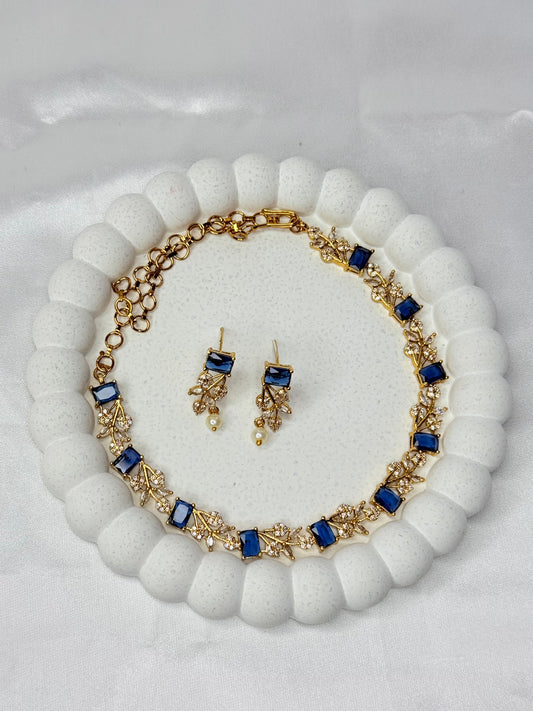 AD Navaratna Necklace Blue