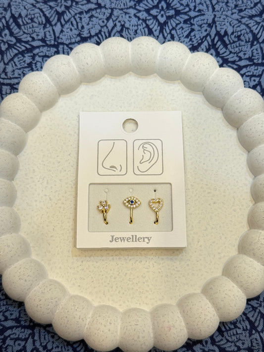 Flower, Evil Eye & Heart studs