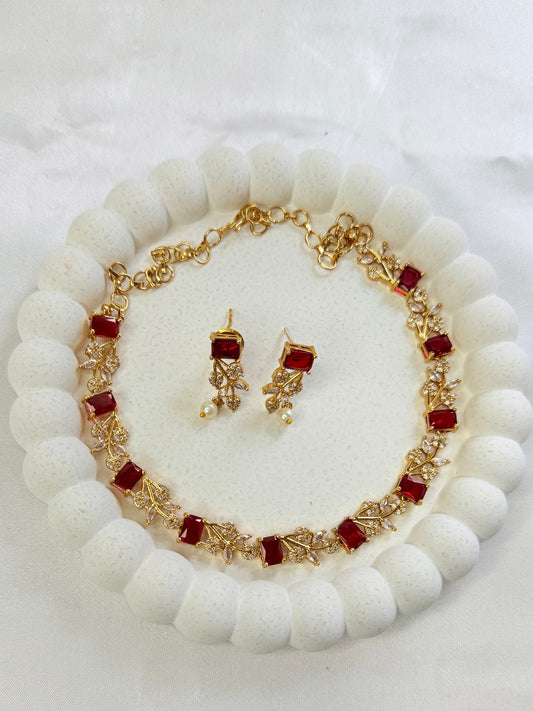 AD Navaratna Necklace Red
