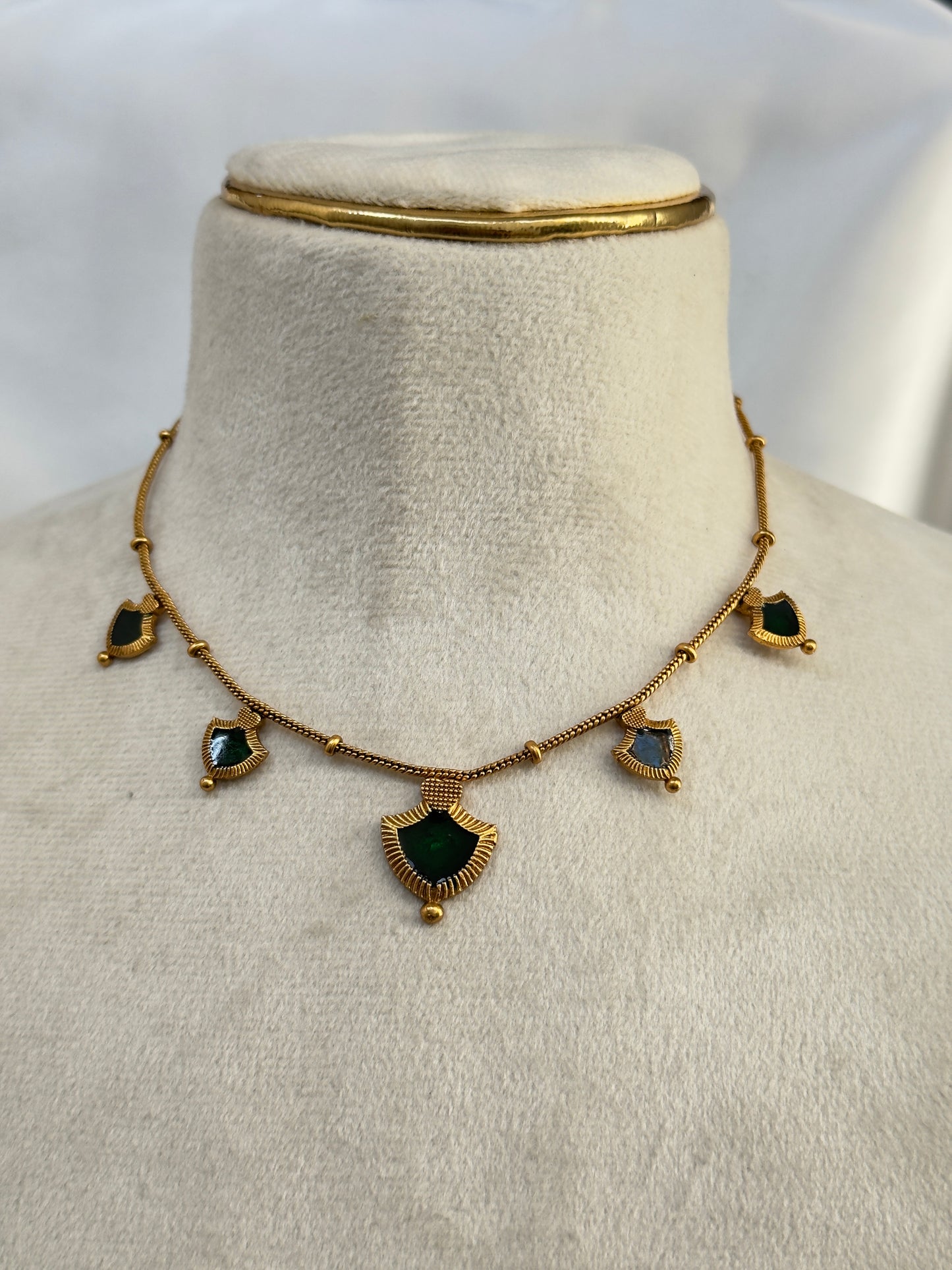 Simple Green Necklace Set