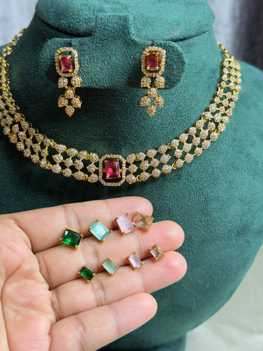 AD Stone Changeable Necklace Set