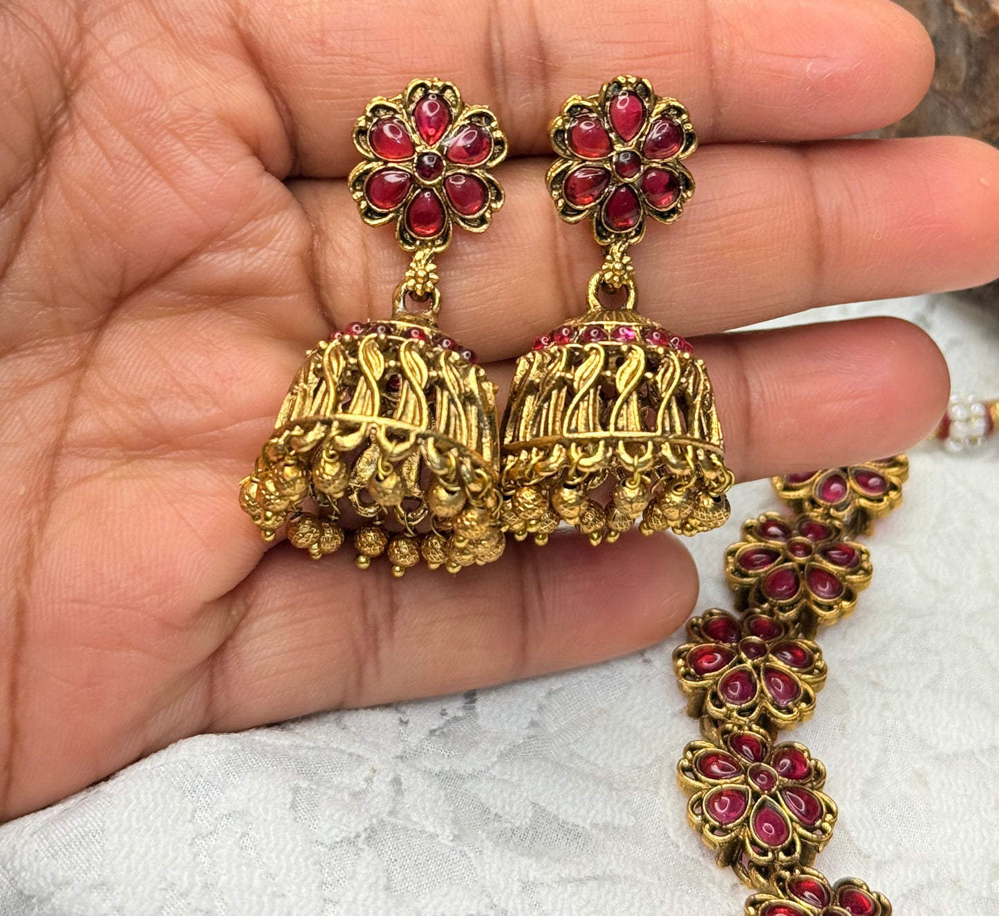 Classic Floral Ruby Necklace