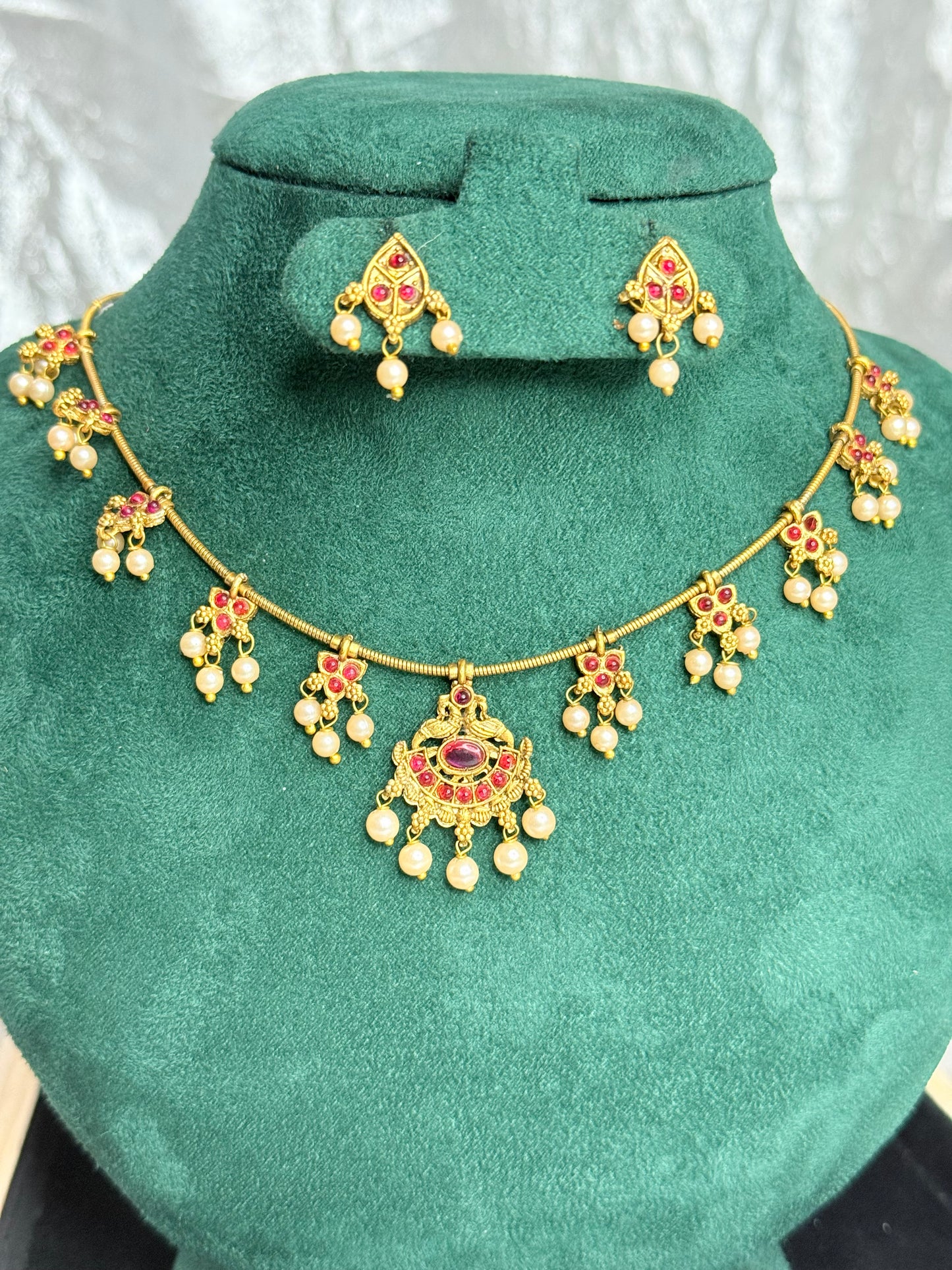 Ruby Lakshmi Pearl Choker Set