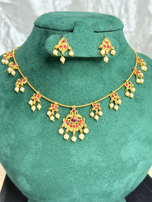 Ruby Lakshmi Pearl Choker Set