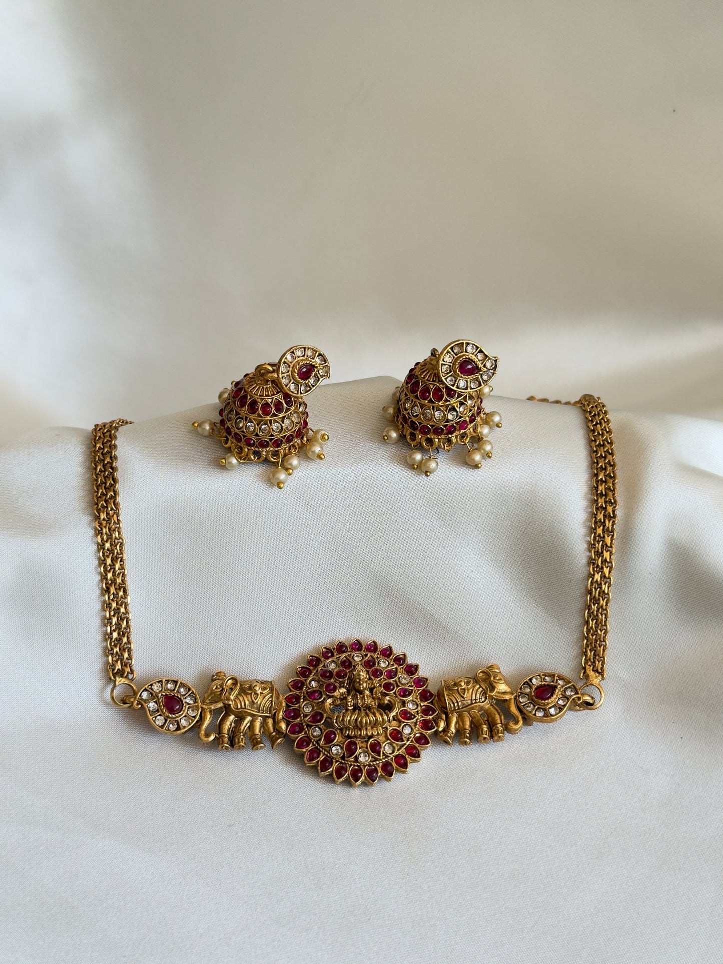 Elephant Lakshmi Chocker Red