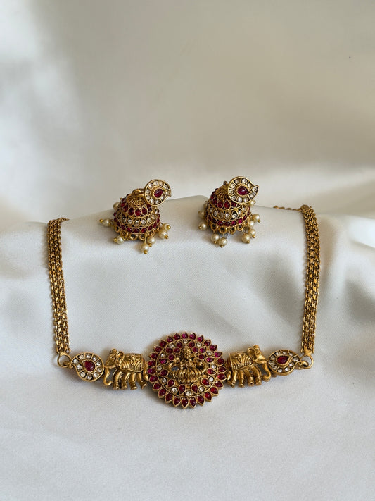 Elephant Lakshmi Chocker Red