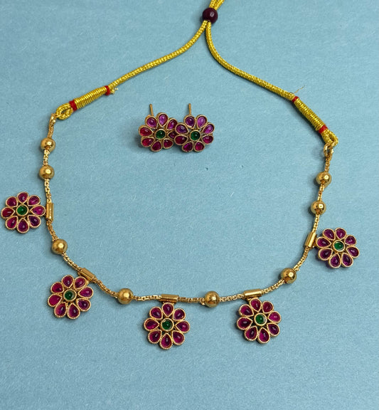 Ruby Emerald Blossom Set