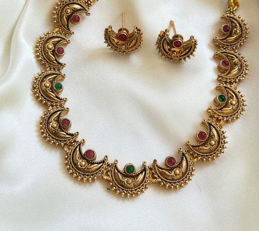 Gold Matte Finish Crescent Necklace