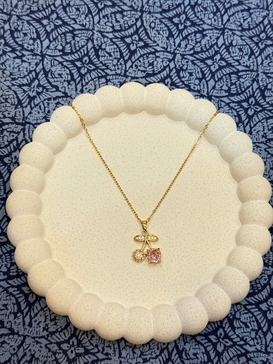 Cherry pendant with pink stone Stainless Steel