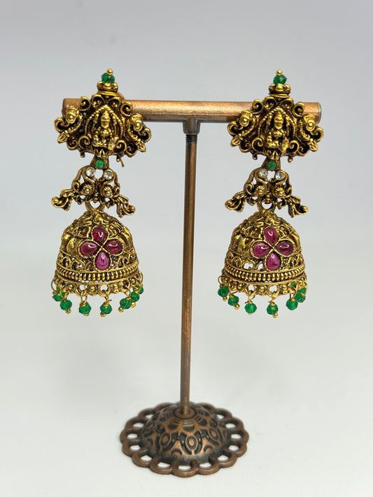 Lakshmi Antique Jhumka Green hangings